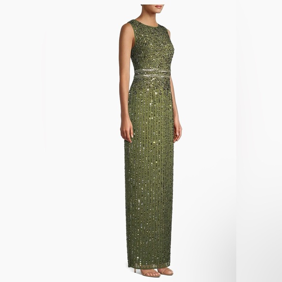 Mac Duggal Olive Green Sequin Maxi Dress Style 93603 Size 10 - Picture 2 of 10